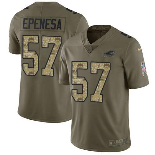 Nike Bills #57 A.J. Epenesas Olive/Camo Youth Stitched NFL Limited 2017 Salute To Service Jersey