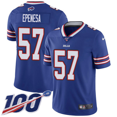 Nike Bills #57 A.J. Epenesas Royal Blue Team Color Youth Stitched NFL 100th Season Vapor Untouchable Limited Jersey