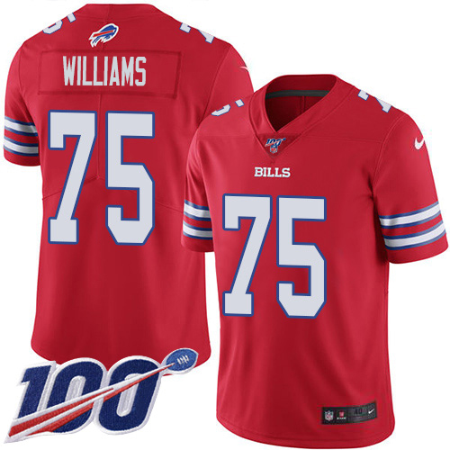 Nike Bills #75 Daryl Williams Red Youth Stitched NFL Limited Rush 100th Season Jersey