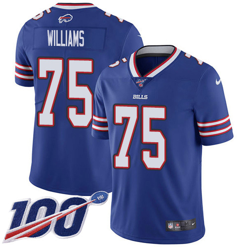 Nike Bills #75 Daryl Williams Royal Blue Team Color Youth Stitched NFL 100th Season Vapor Untouchable Limited Jersey