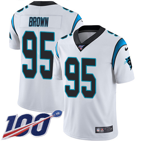 Nike Panthers #95 Derrick Brown White Youth Stitched NFL 100th Season Vapor Untouchable Limited Jersey