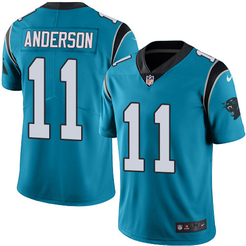 Nike Panthers #11 Robby Anderson Blue Youth Stitched NFL Limited Rush Jersey