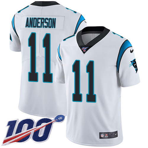 Nike Panthers #11 Robby Anderson White Youth Stitched NFL 100th Season Vapor Untouchable Limited Jersey