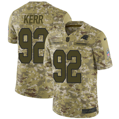 Nike Panthers #92 Zach Kerr Camo Youth Stitched NFL Limited 2018 Salute To Service Jersey