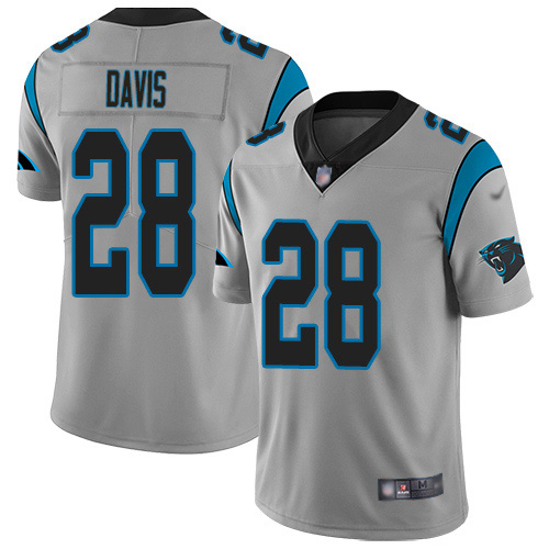 Nike Panthers #28 Mike Davis Silver Youth Stitched NFL Limited Inverted Legend Jersey