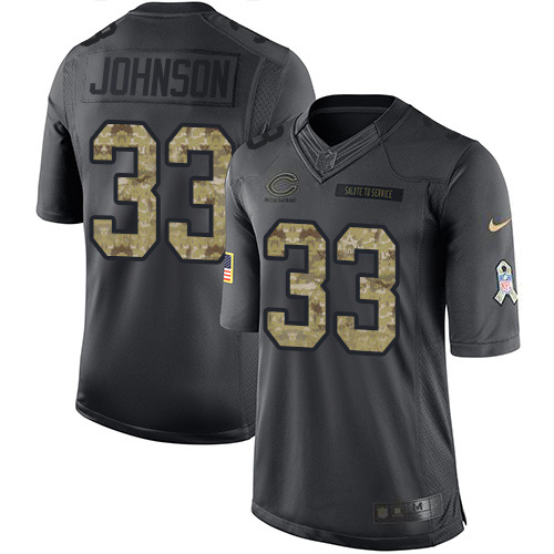 Nike Bears #33 Jaylon Johnson Black Youth Stitched NFL Limited 2016 Salute to Service Jersey