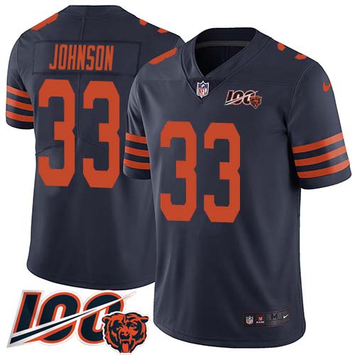 Nike Bears #33 Jaylon Johnson Navy Blue Alternate Youth Stitched NFL 100th Season Vapor Untouchable Limited Jersey
