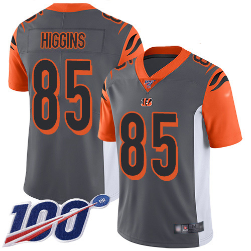 Nike Bengals #85 Tee Higgins Silver Youth Stitched NFL Limited Inverted Legend 100th Season Jersey