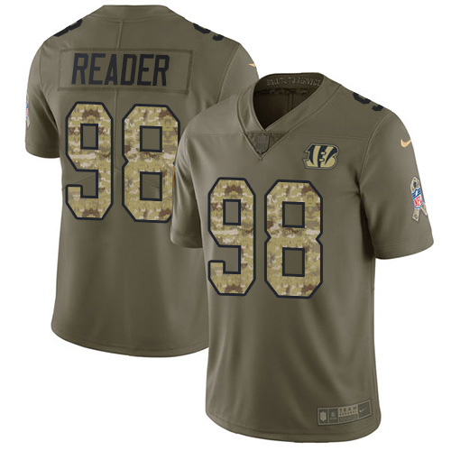 Nike Bengals #98 D.J. Reader Olive/Camo Youth Stitched NFL Limited 2017 Salute To Service Jersey