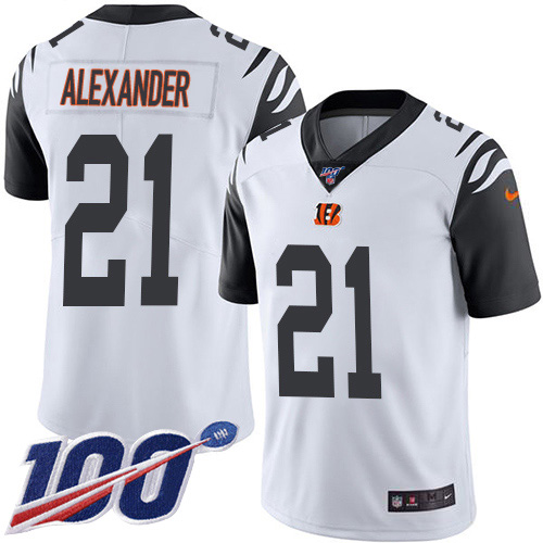 Nike Bengals #21 Mackensie Alexander White Youth Stitched NFL Limited Rush 100th Season Jersey