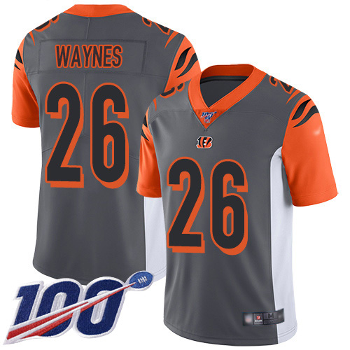 Nike Bengals #26 Trae Waynes Silver Youth Stitched NFL Limited Inverted Legend 100th Season Jersey
