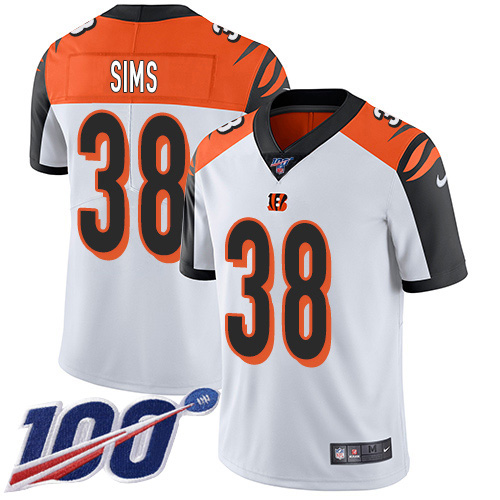 Nike Bengals #38 LeShaun Sims White Youth Stitched NFL 100th Season Vapor Untouchable Limited Jersey