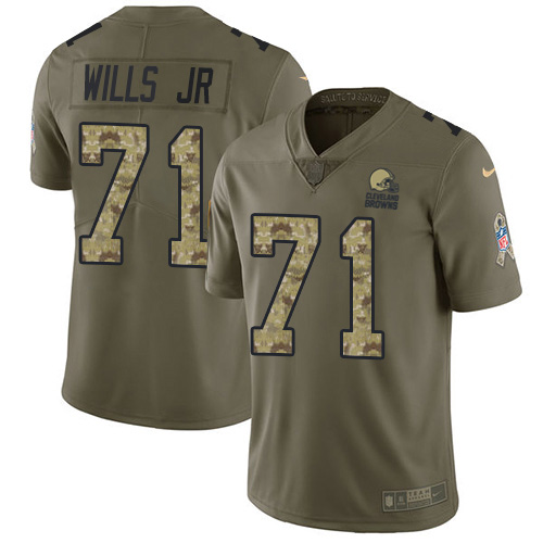 Nike Browns #71 Jedrick Wills JR Olive/Camo Youth Stitched NFL Limited 2017 Salute To Service Jersey