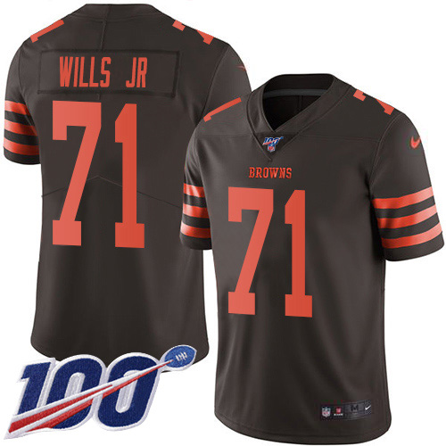 Nike Browns #71 Jedrick Wills JR Brown Youth Stitched NFL Limited Rush 100th Season Jersey