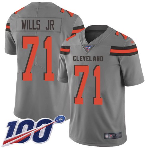 Nike Browns #71 Jedrick Wills JR Gray Youth Stitched NFL Limited Inverted Legend 100th Season Jersey