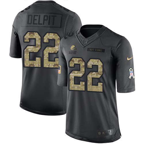 Nike Browns #22 Grant Delpit Black Youth Stitched NFL Limited 2016 Salute to Service Jersey