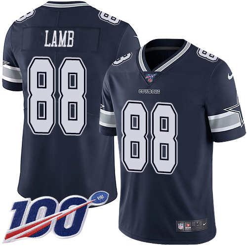 Nike Cowboys #88 CeeDee Lamb Navy Blue Team Color Youth Stitched NFL 100th Season Vapor Untouchable Limited Jersey