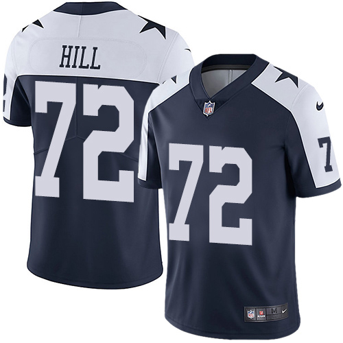 Nike Cowboys #72 Trysten Hill Navy Blue Thanksgiving Youth Stitched NFL 100th Season Vapor Throwback Limited Jersey