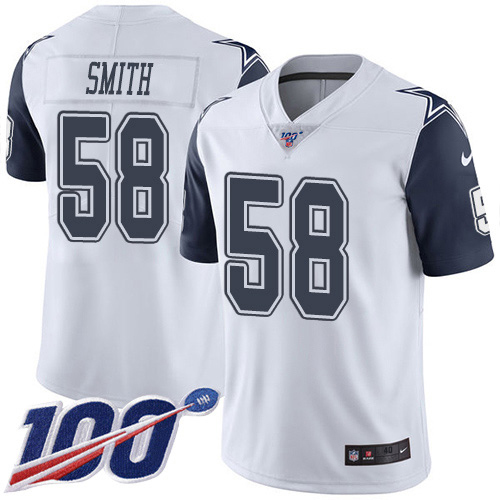 Nike Cowboys #58 Aldon Smith White Youth Stitched NFL Limited Rush 100th Season Jersey
