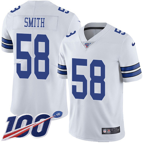 Nike Cowboys #58 Aldon Smith White Youth Stitched NFL 100th Season Vapor Untouchable Limited Jersey