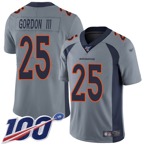 Nike Broncos #25 Melvin Gordon III Gray Youth Stitched NFL Limited Inverted Legend 100th Season Jersey