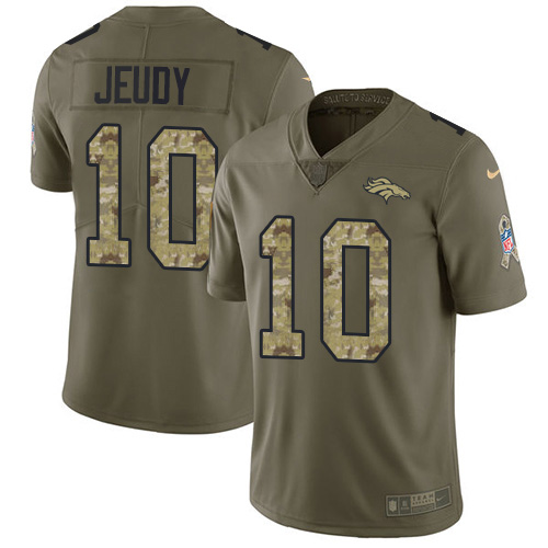 Nike Broncos #10 Jerry Jeudy Olive/Camo Youth Stitched NFL Limited 2017 Salute To Service Jersey