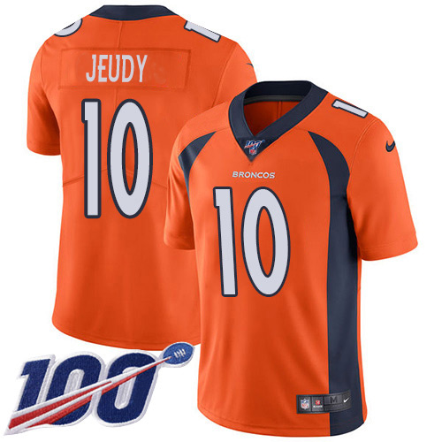 Nike Broncos #10 Jerry Jeudy Orange Team Color Youth Stitched NFL 100th Season Vapor Untouchable Limited Jersey