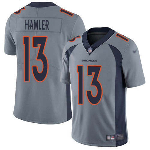 Nike Broncos #13 KJ Hamler Gray Youth Stitched NFL Limited Inverted Legend Jersey