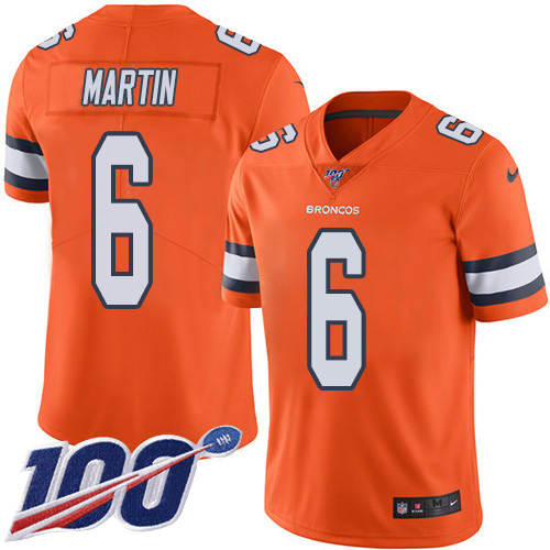 Nike Broncos #6 Sam Martin Orange Youth Stitched NFL Limited Rush 100th Season Jersey