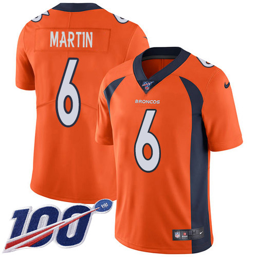 Nike Broncos #6 Sam Martin Orange Team Color Youth Stitched NFL 100th Season Vapor Untouchable Limited Jersey