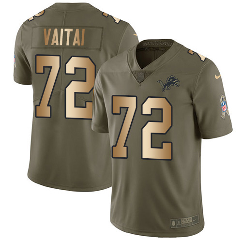 Nike Lions #72 Halapoulivaati Vaitai Olive/Gold Youth Stitched NFL Limited 2017 Salute To Service Jersey