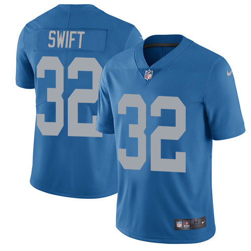 Nike Lions #32 D'Andre Swift Blue Throwback Youth Stitched NFL Vapor Untouchable Limited Jersey