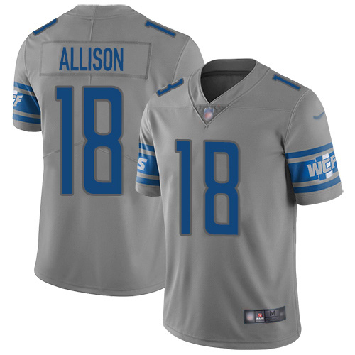 Nike Lions #18 Geronimo Allison Gray Youth Stitched NFL Limited Inverted Legend Jersey