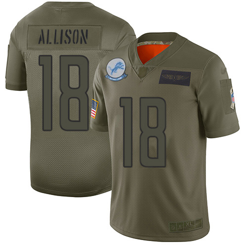 Nike Lions #18 Geronimo Allison Camo Youth Stitched NFL Limited 2019 Salute To Service Jersey