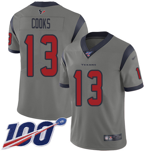 Nike Texans #13 Brandin Cooks Gray Youth Stitched NFL Limited Inverted Legend 100th Season Jersey