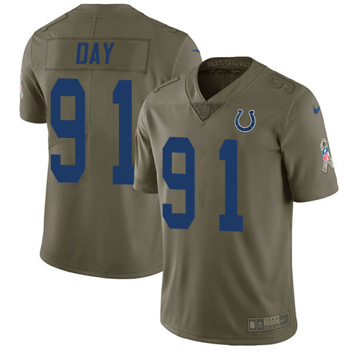 Nike Colts #91 Sheldon Day Olive Youth Stitched NFL Limited 2017 Salute To Service Jersey