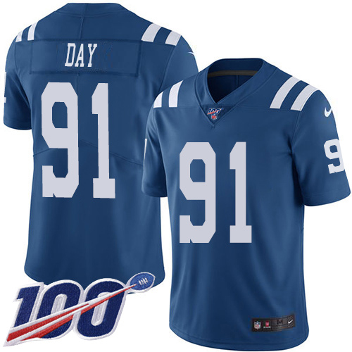 Nike Colts #91 Sheldon Day Royal Blue Youth Stitched NFL Limited Rush 100th Season Jersey