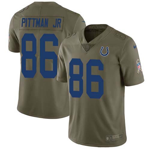 Nike Colts #86 Michael Pittman Jr. Olive Youth Stitched NFL Limited 2017 Salute To Service Jersey