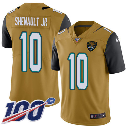 Nike Jaguars #10 Laviska Shenault Jr. Gold Youth Stitched NFL Limited Rush 100th Season Jersey