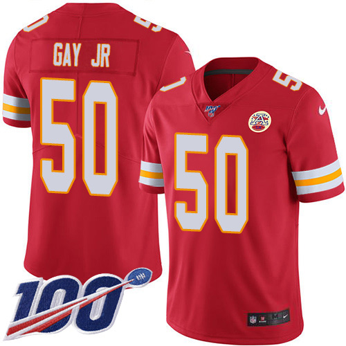 Nike Chiefs #50 Willie Gay Jr. Red Team Color Youth Stitched NFL 100th Season Vapor Untouchable Limited Jersey