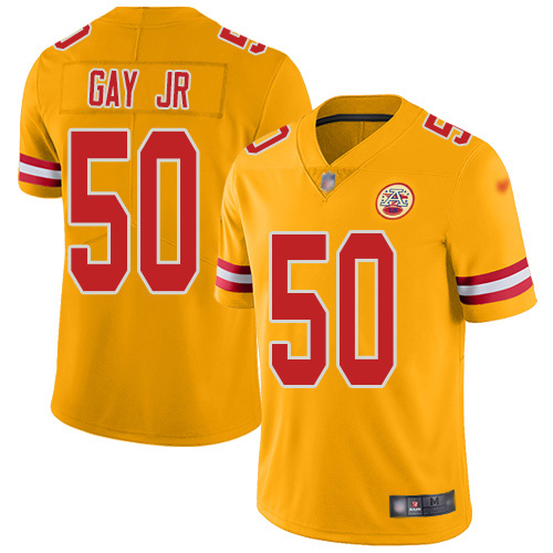 Nike Chiefs #50 Willie Gay Jr. Gold Youth Stitched NFL Limited Inverted Legend Jersey