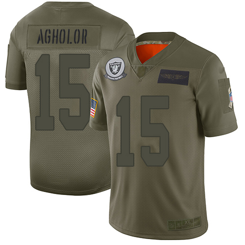 Nike Raiders #15 Nelson Agholor Camo Youth Stitched NFL Limited 2019 Salute To Service Jersey