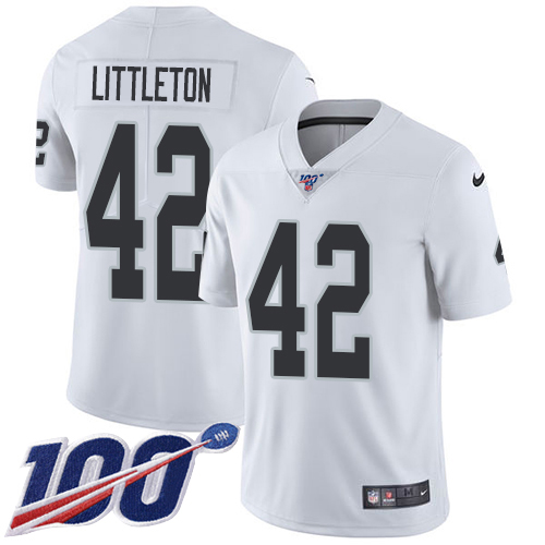 Nike Raiders #42 Cory Littleton White Youth Stitched NFL 100th Season Vapor Untouchable Limited Jersey