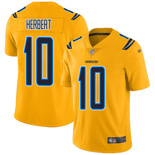 Nike Chargers #10 Justin Herbert Gold Youth Stitched NFL Limited Inverted Legend Jersey