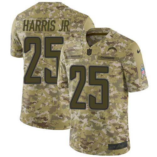 Nike Chargers #25 Chris Harris Jr Camo Youth Stitched NFL Limited 2018 Salute To Service Jersey