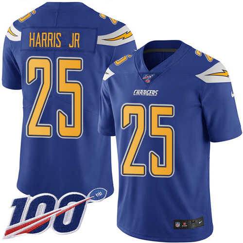 Nike Chargers #25 Chris Harris Jr Electric Blue Youth Stitched NFL Limited Rush 100th Season Jersey