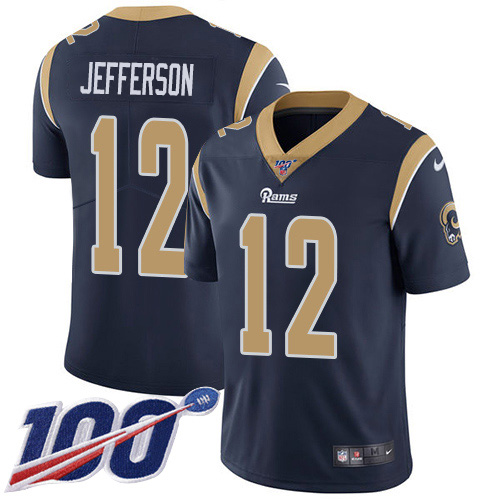 Nike Rams #12 Van Jefferson Navy Blue Team Color Youth Stitched NFL 100th Season Vapor Untouchable Limited Jersey
