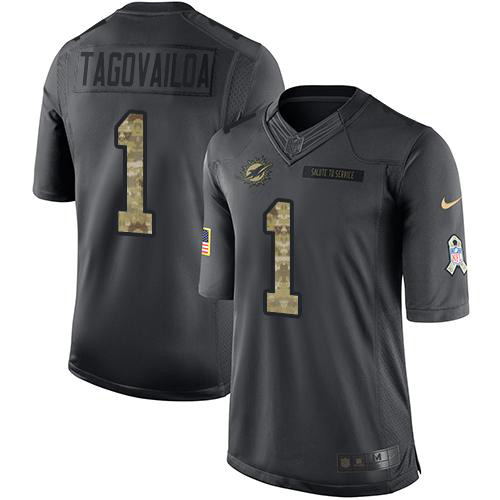 Nike Dolphins #1 Tua Tagovailoa Black Youth Stitched NFL Limited 2016 Salute to Service Jersey