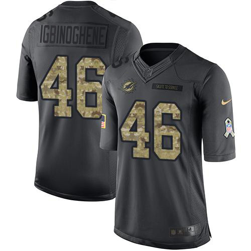 Nike Dolphins #46 Noah Igbinoghene Black Youth Stitched NFL Limited 2016 Salute to Service Jersey