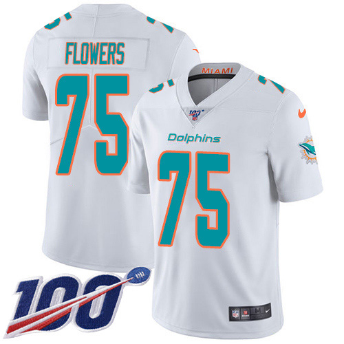 Nike Dolphins #75 Ereck Flowers White Youth Stitched NFL 100th Season Vapor Untouchable Limited Jersey